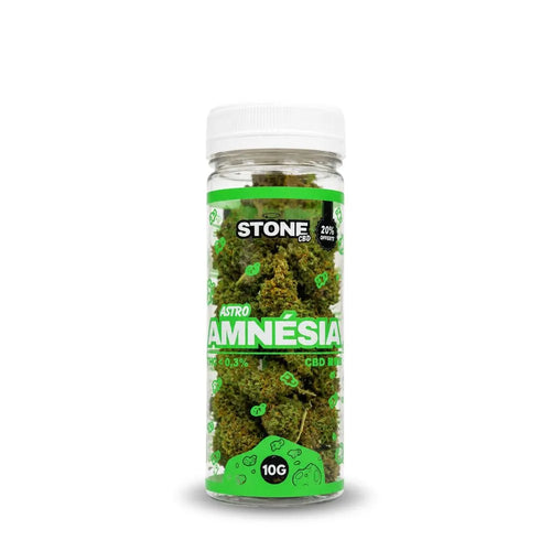Fleur de CBD Small Bud Amnesia Stone CBD en pot transparent 10G – tête de cannabis CBD premium riche en terpènes, taux THC inférieur à 0,3 %, fleurs CBD légales indoor haute qualité